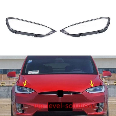 A Pair Headlight Lens Clear Cover + Sealant For Tesla Model X 2016-2024 - Image 1 of 4