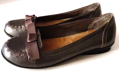 Zapatos de vestir para mujer YUU Raven de cuero bronce topo sin cordones de ballet planos lazo 6,5 m Foto 1 de 4