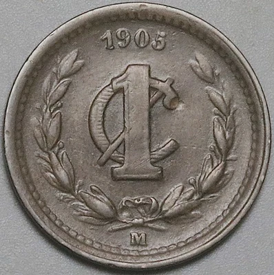 1905-M Mexico 1 Centavo VF Bronze Last 2nd Republic Date Coin (25091406R) - Image 1 of 2
