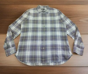 John Varvatos Men's Large Plaid Button Up Long Sleeve Shirt Lightweight Peace - Picture 1 of 11
