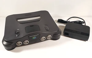 Nintendo N64 NUS-001 Charcoal Gray Official Console + Power Adapter & Jumper Pak - Picture 1 of 17