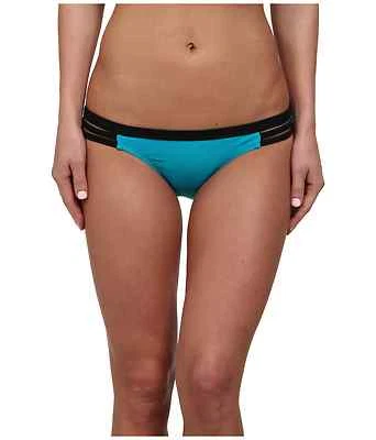 VOLCOM BEACHBLOCK BANDED SIDE FULL BIKINI BOTTOMS SEA SWELL BLUE X SMALL NEW $36 - Image 1 of 4