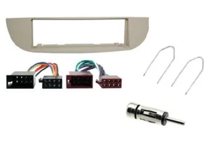 CAR STEREO SINGLE DIN FASCIA PANEL ISO & AERIAL KIT IVORY FOR FIAT 500 2007-15 - Picture 1 of 2