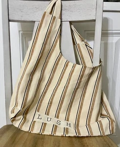 LUSH Striped Hobo Farmhouse Printed Canvas Knotted bag - Picture 1 of 4