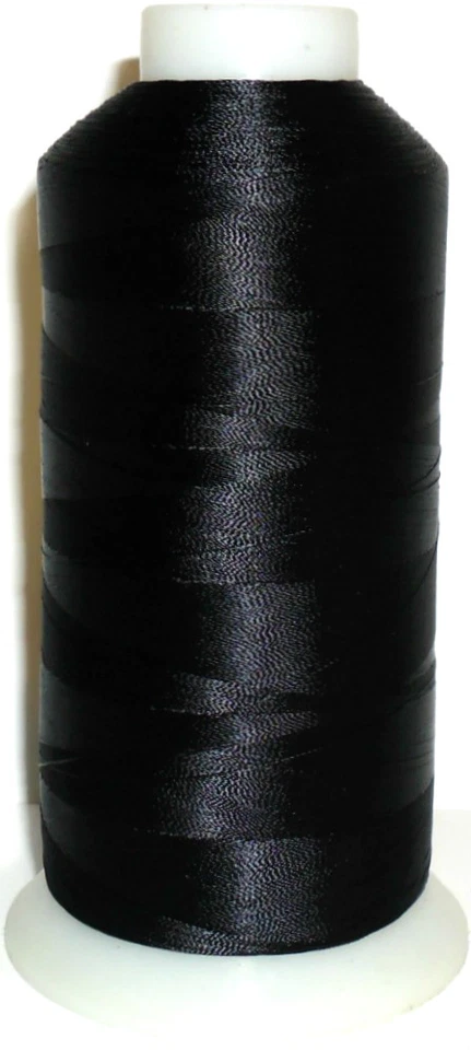 HIGH QUALITY BLACK RAYON MACHINE EMBROIDERY THREAD, 120 D/2, 5000 METRE CONE - Image 1 of 1