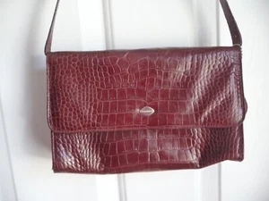 I Santi Shoulder Bag Maroon Croc Embossed Genuine Leather Y2K Vibe Made in Italy - Picture 1 of 9