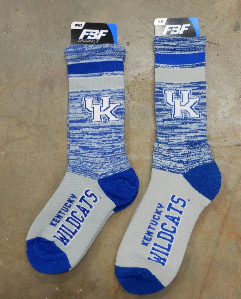 2 Pack NCAA Kentucky Wildcats His Hers M/L Retro Deuce Stripe Crew Socks BBN Fan - Image 1 of 1