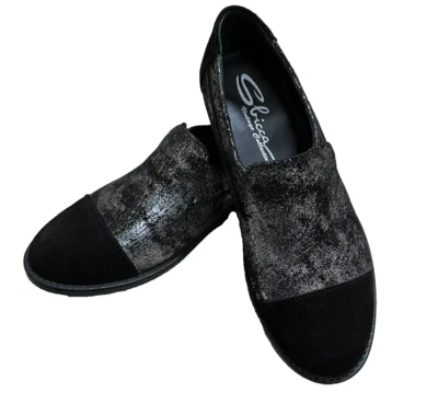 Женские мокасины Sbicca черные серебристые карбоан плоские туфли с кожей НОВЫЕ размер 6 - Изображение 1 из 4