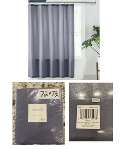 Fabric Shower Curtain HEMP 72" x 72" FOLKSTONE GRAY By Nestwell NEW - Picture 1 of 4
