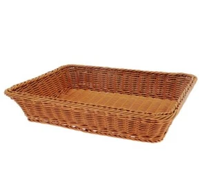 16" Poly Wicker Bread Basket Long Woven Tabletop Food Fruit Vegetables Servin... - Picture 1 of 3