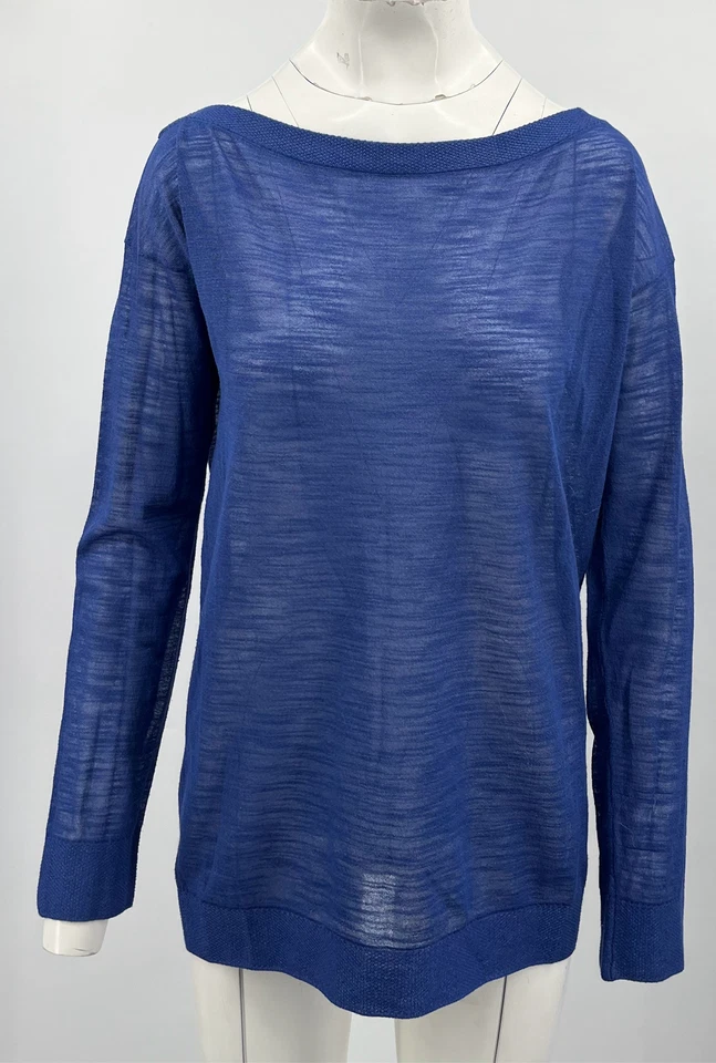 Mauro Grifoni Women's Blue Shimmer Accent Boat-Neck Shirt sz 46 - Image 1 of 4