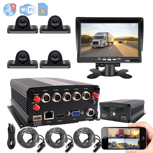 4CH 4G LTE GPS WIFI 1080P SSD/SD Drive DVR Remote Mini Camera For Truck Van Bus - Picture 1 of 8