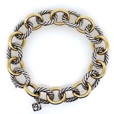 David Yurman Sterling Silver 18K Yellow Gold Link Chain Bracelet (DG7076082)