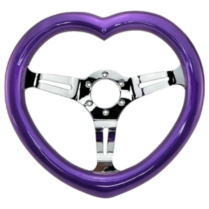 Purple 330mm Custom Wood Heart Shape Steering Wheel Concave Fit Nardi, NRG - Picture 1 of 9