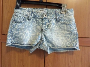 Mudd Ladies/jr sz 0 faded Leopard print Denim Frayed Cuff Jean Short Shorts - Picture 1 of 7