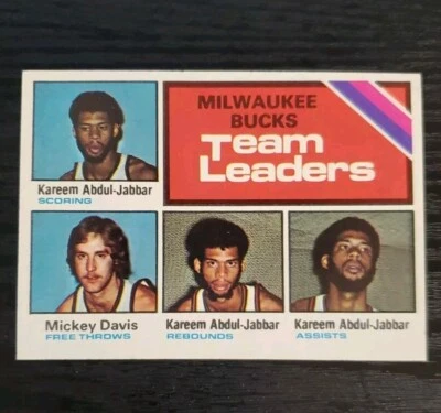 1975 Topps #126 Kareem Abdul-Jabbar Bucks Leaders - Image 1 of 2