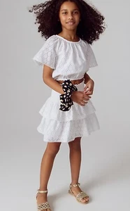 Crewcuts Jcrew Nuevo con Etiquetas Algodón 2 Piezas Conjunto Falda y Top Blanco Ojales Calados Nuevo - Imagen 1 de 4