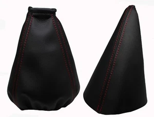 DAEWOO NEXIA (1996-2001) Cuffia Leva Cambio e Freno Pelle - Cuciture Rosso - Picture 1 of 1