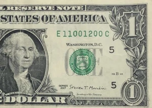 Billete de un dólar True Trinary Fancy número de serie E11001200C FW - Imagen 1 de 6