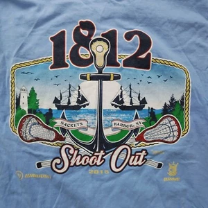 Camiseta Sackets Harbour New York 1812 Shoot Out Azul Mediana 2015 Algodón Lacrosse - Imagen 1 de 18