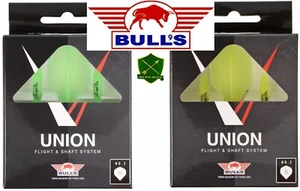 Bulls Union Dart Flight Shafts System No.2 Grün Gelb All In One Flex Flights - Bild 1 von 7