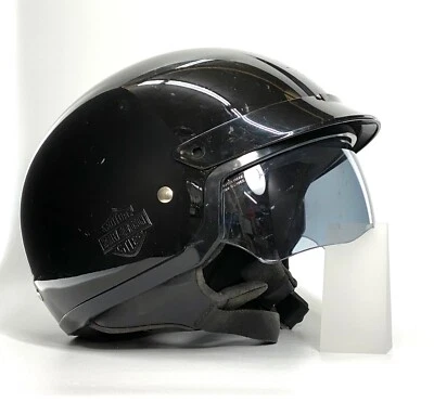 Harley Davidson Men's L Black Logo Half Helmet with Sun Shield HD-H03 Size Large - Image 1 of 4