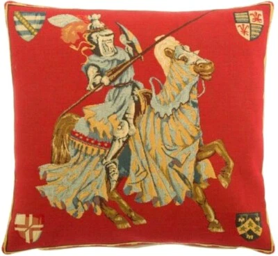 NEW 18" MEDIEVAL JOUST/TOURNAMENT BELGIAN TAPESTRY CUSHION COVER LHS + ZIP 1312L - Image 1 of 3