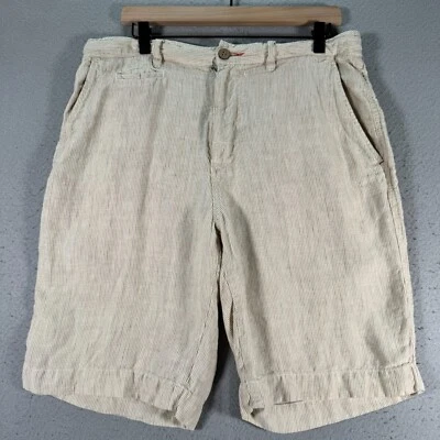 Tommy Bahama Relax Sample Short Mens 34 Beige Linen Comfort Stripes Beach Island - Image 1 of 4