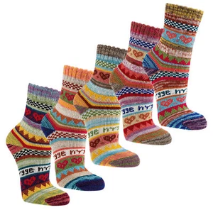5/10 pairs of colorful Norwegian socks with nice hygge pattern with 90% cotton - Picture 1 of 15