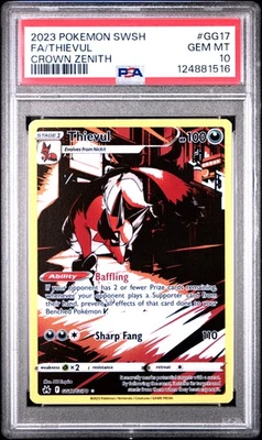 2023 POKEMON SWORD & SHIELD CROWN ZENITH #GG17 FULL ART/THIEVUL PSA 10 - Image 1 of 2