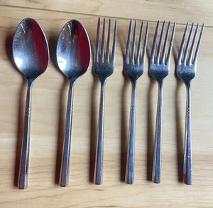 WF Washington Forge Morning Calm Teaspoons Salad Forks Mixed Lot 6 Stainless - Picture 1 of 6