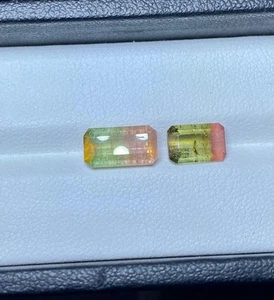 Wonderful Two Bicolour Tourmaline Gems From Afghan|2.75×1.80 Ct Respectively - Picture 1 of 10