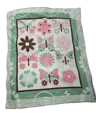 Fantasy Wings Butterfly Floral Cotton Double Sided Quilt 34" X 40" - Image 1 of 3