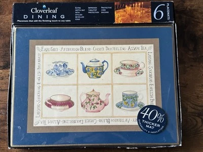 Cloverleaf 6 Traditional Place Mats Cork Backed Time For Tea UK Boxed Table Set - Image 1 of 4