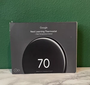 Google Nest Learning Thermostat (4th gen) w/ Temperature Sensor (2nd gen) Black - Picture 1 of 3