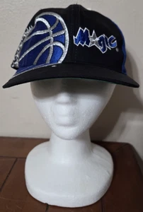 VINTAGE Orlando Magic Hat Snapback Black Blue All Over Print NBA Twins TAGS NEW - Picture 1 of 15