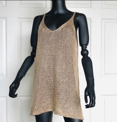 Nuevo con etiquetas Túnicas de punto mohair de seda de la colección Donna Karan talla M color tostado sin mangas Foto 1 de 4