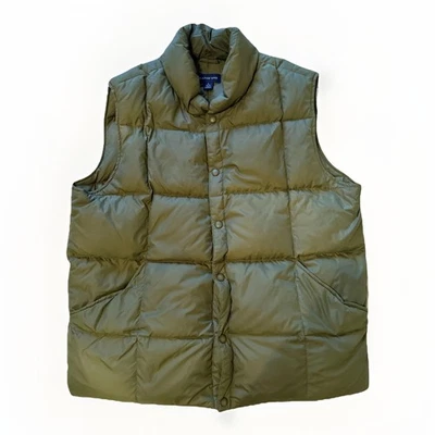 Lands End Vest Mens Large Green Down Puffer Quilted Sleeveless Jacket Outerwear - Image 1 of 4