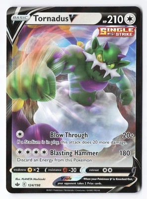 Tornadus V 124/198 - SWSH06: Chilling Reign Ultra Rare Holo NM - Image 1 of 2
