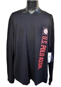 U.S. POLO ASSN Long Sleeve Black T-Shirt, Men's Size XXL Spell-Out Shirt, NWT - Picture 1 of 7