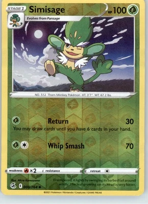 Simisage - SWSH08: Fusion Strike - 008/264 - Reverse Holo LP - Image 1 of 2