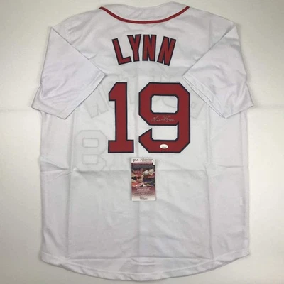 Autographed/Signed Fred Lynn Boston White Baseball Jersey JSA COA - Image 1 of 4