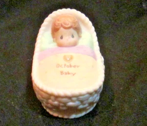 Precious Moments October Baby Basket Trinket/Keepsake Box 2" High, 3" Long - Picture 1 of 8