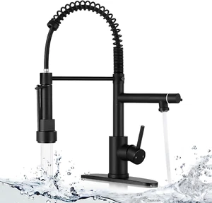 Commercial Dual Spout Kitchen Faucet, Single Handle Spring Kitchen Faucets with - Picture 1 of 12