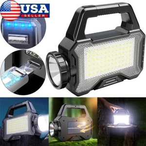 Solar LED Flashlight COB Work Light Spotlight Camping Torch COB Searchlight - Picture 1 of 12