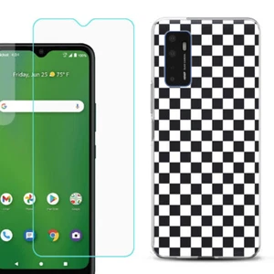 Custodia telefono slim fit per Cricket Dream 5G - Checker B/N - Foto 1 di 2