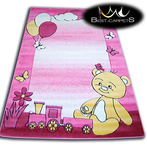 THICK RUGS 'HAPPY' CARPETS FOR KIDS TEDDY BEAR PINK CHILDREN CHEAP Carpet