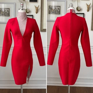 NWT Fashion Nova Beginning To Wonder Bandage Mini Dress Red $75 S - Picture 1 of 9