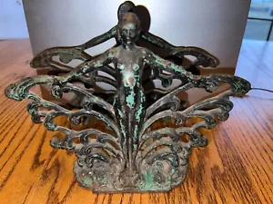 Antique Cast iron Art Deco Nude Woman Fish Bowl Holder Stand - Picture 1 of 21