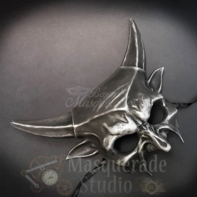 Devil Horns Satanic Demon God Costume Prop Halloween Masquerade Mask [Silver] - Image 1 of 4